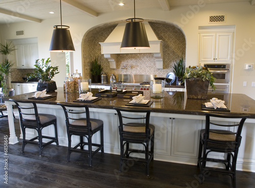 Modern Kitchen with a hardwood floor.