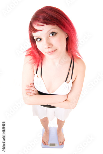 Happy redhead weightwatcher
