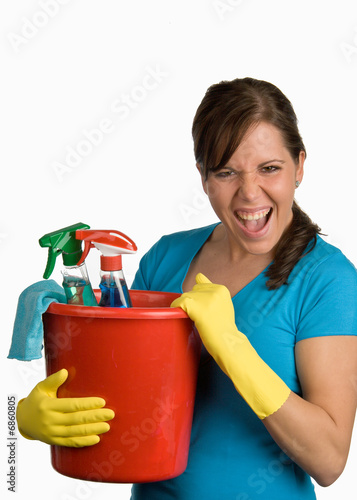 Hausfrau beim putzen