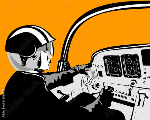 Pilot manning the cockpit