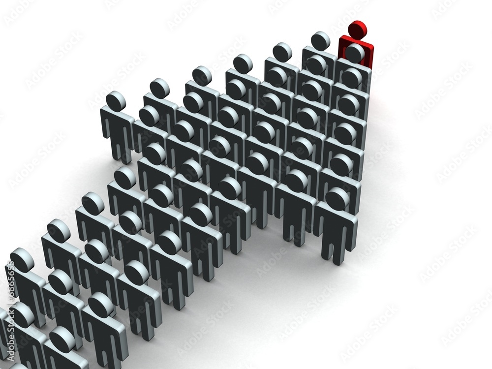 Fototapeta premium Index made of people. 3D image.