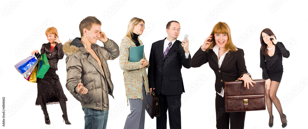 group of people involved in phone talking