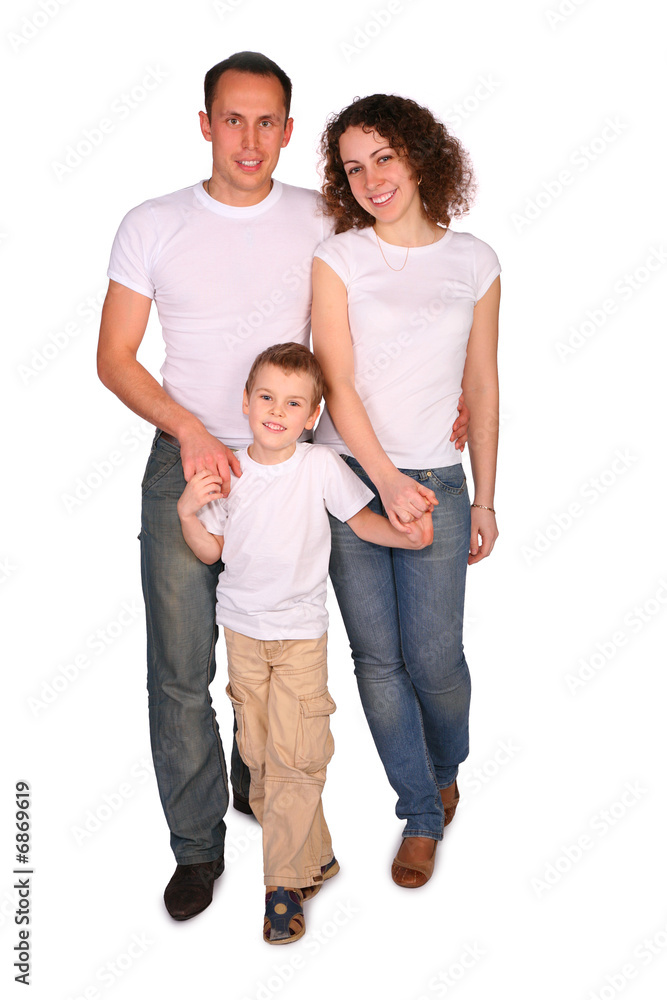 Family of three posing