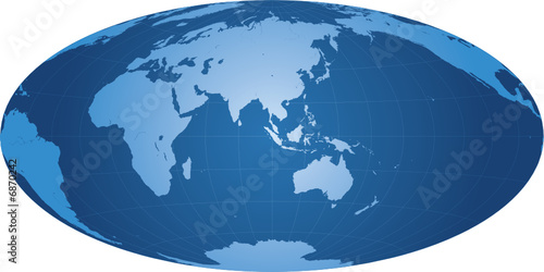 World map centered on Asia