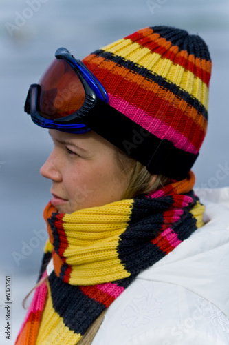 Beautiful girl in skiing mask