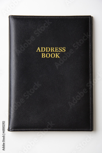 Black leather address book