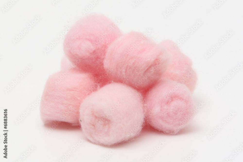 Pink hygienic cotton balls Stock Photo