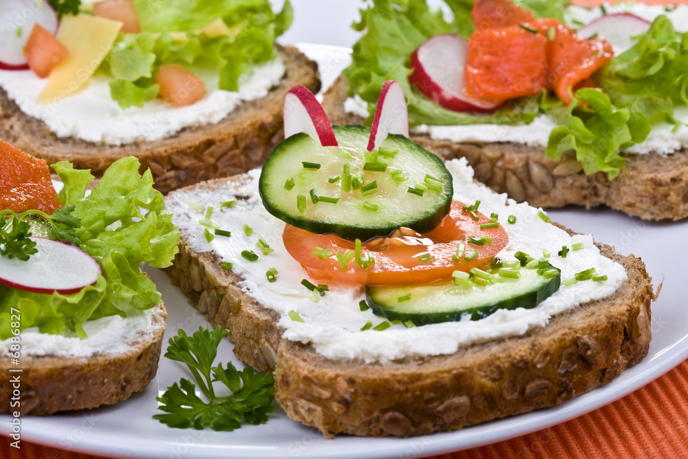 Healthy sandwich- whole grain bread, vegetables Healthy sandwich- whole grain bread, vegetables