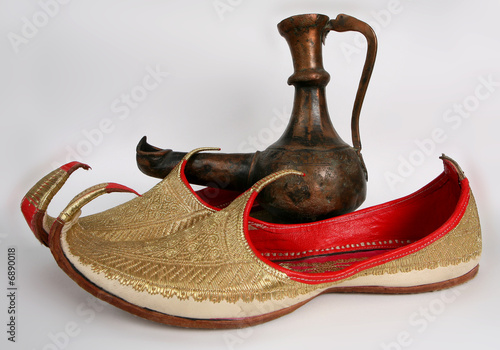 Arabic slippers and Aladdin Lamp. 