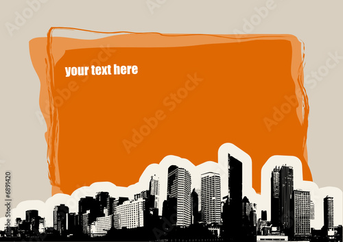 City with place for text on light brown background. Vector