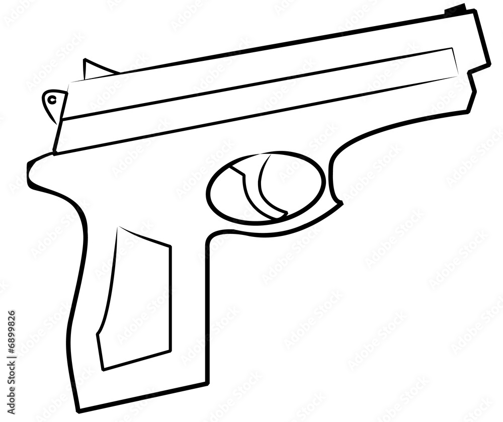 outline of hand gun isolated on white outline of hand gun isolated on white