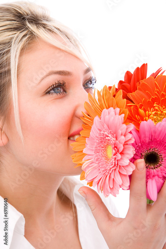 happy with flowers