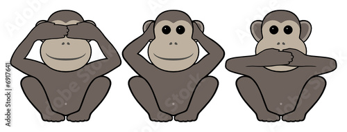 Three monkeys of east philosophies