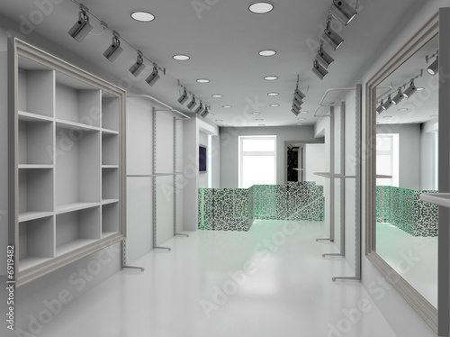 3D render modern interior of shop
