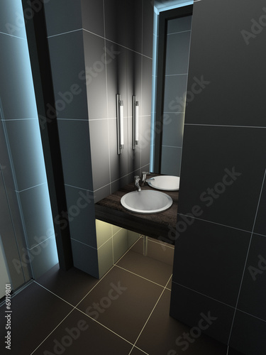 3D render modern interior of toilet