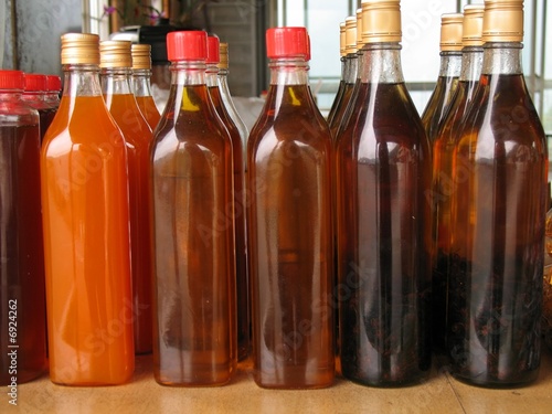 Bottles with Honey and Juice