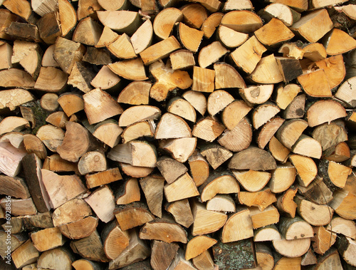 Stack of cut logs used for fire wood.