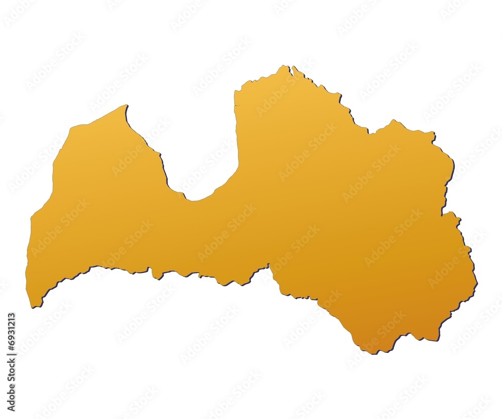 Latvia map filled with orange gradient. Mercator projection.