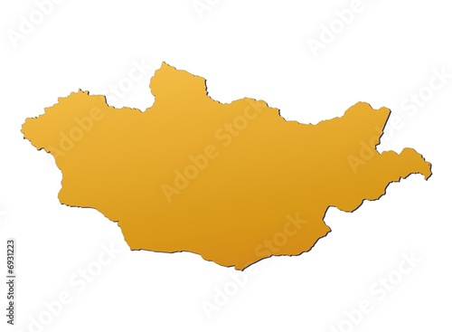 Mongolia map filled with orange gradient. Mercator projection.
