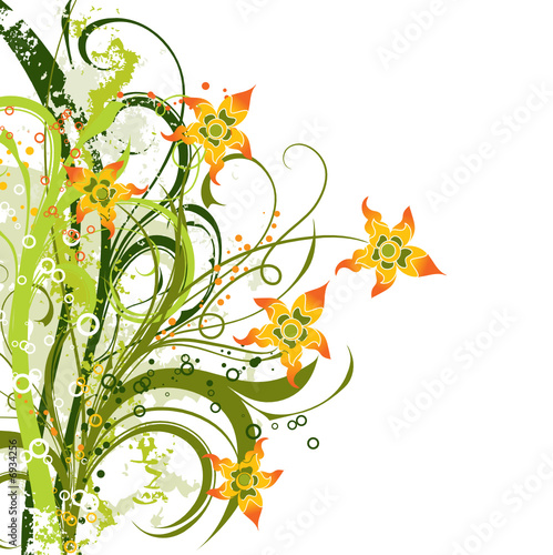 Grunge floral background, vector illustration 