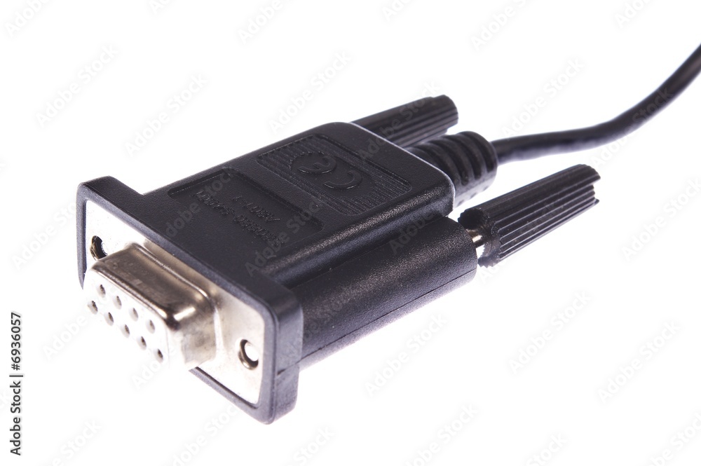 the black serial plug isolated on white background the black serial plug isolated on white background