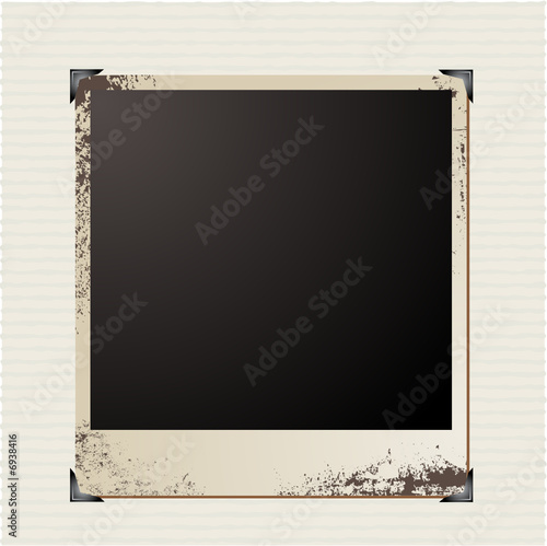 single polaroid image on a stripy paper background