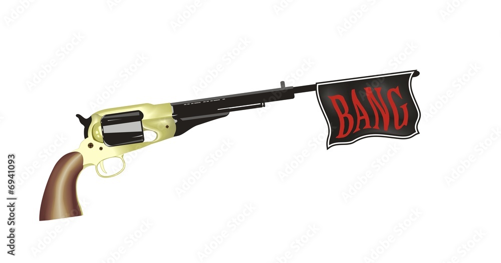 Toy gun with "Bang" flag Stock Illustration Adobe Stock