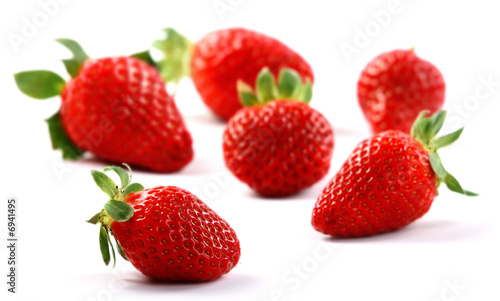 Strawberries on white background