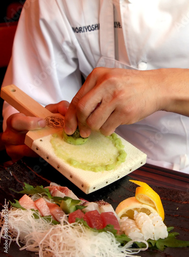 Freshly made wasabi paste made from the root - not powder