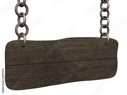 Old board hanging on a circ...