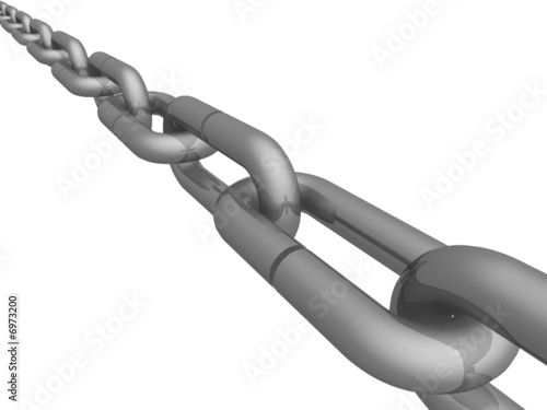 Metal chain on a white back...