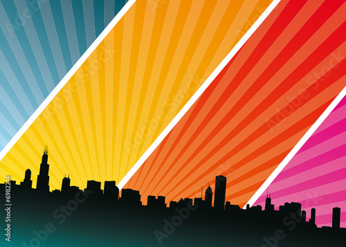 vector illustration  with city on shine background