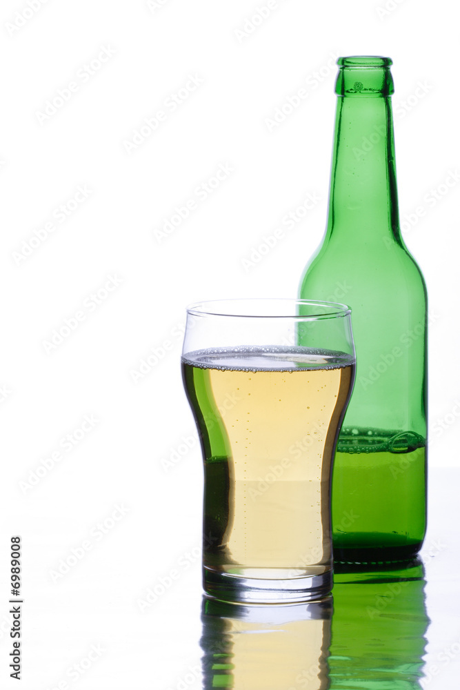 Beer glass and bottle on a white background Beer glass and bottle on a white background