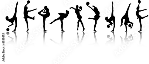 Silhouettes of gymnast girls