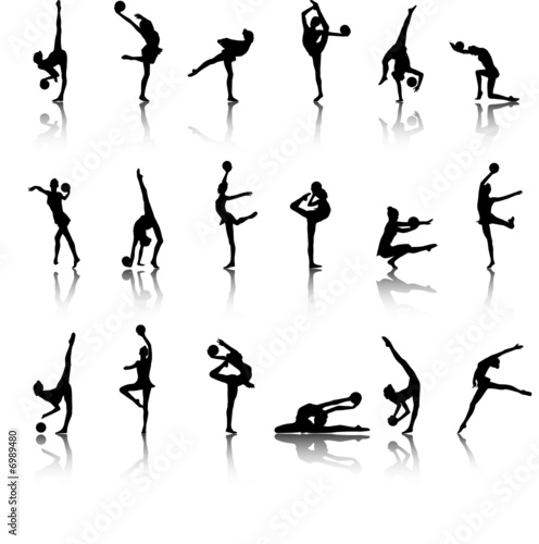 Silhouettes of gymnast girls