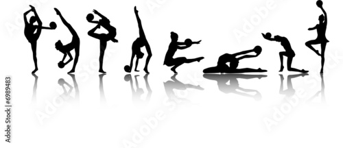 Silhouettes of gymnast girls