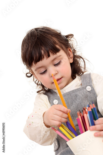 girl with crayons