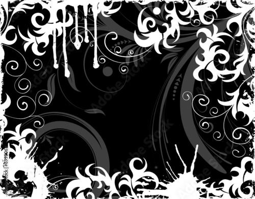Grunge flower frame, element for design, vector illustration