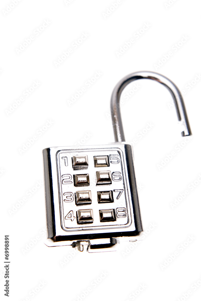 Open padlock isolated