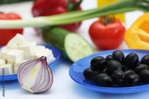 Multi-coloured vegetables for salad