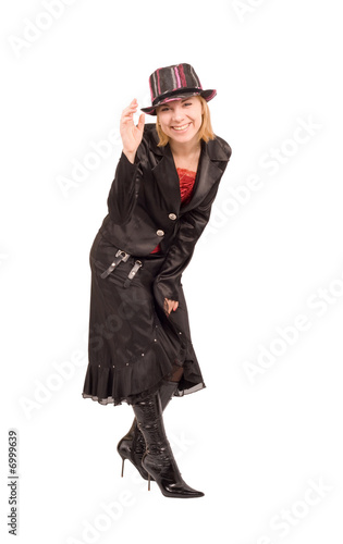 laughing girl in a cool hat