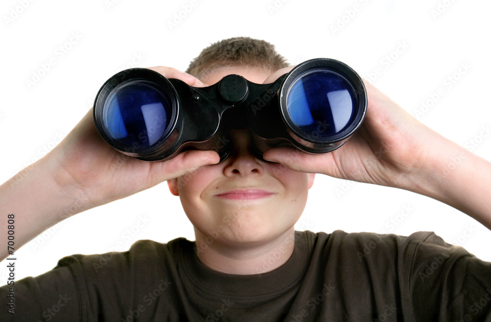 boy with binoculars boy with binoculars