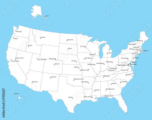 USA vector map with Capitals
