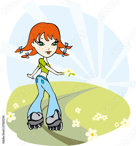 cartoon girl on the roller skates