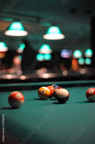 Billiard table with balls