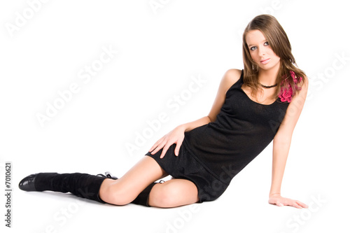 Young slim woman in lying pose