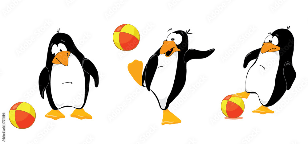 Obraz premium Three_penguins_with_ball