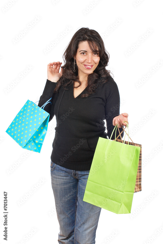 Woman holding shopping bags Woman holding shopping bags