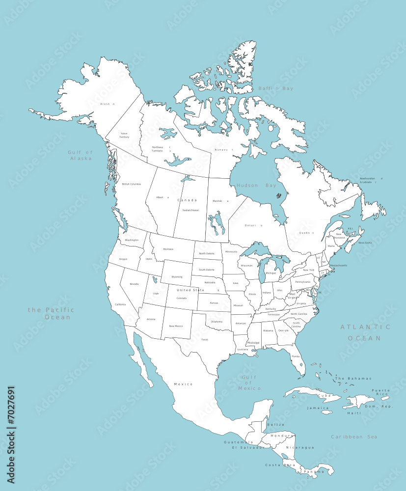 North America Vector Map With Countries Stock Vector Adobe Stock