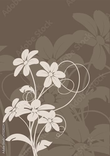 vecteur série - bouquet de fleurs sur fond couleur chocolat